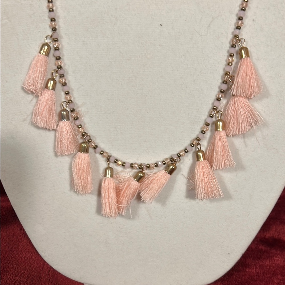 Pink Fringe Necklace